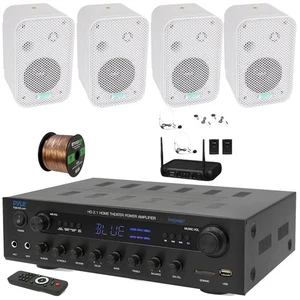 Pyle PHDA6BT AUX 400 W LED-Receiver, 4 x 3,5" 300 W Lautsprecher, UKW-Mikrofonsystem - Bild 1 von 5