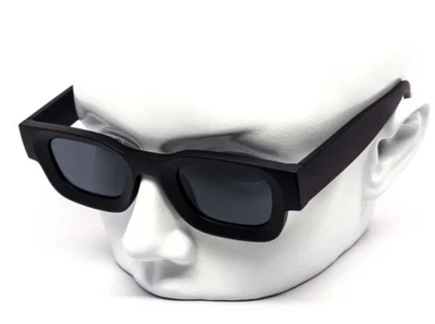 男式太阳镜嘻哈风格经典方形厚框架黑色和蓝色镜片新品 — 第 1/4 张图片