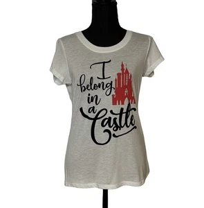 Camiseta Princesa Disney Castillo Gráfico Camiseta Blanco Rojo Letras Flocadas Talla L 11/13 - Imagen 1 de 5