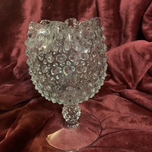 VINTAGE Klarglas große SCHARNIERSOCKEL ROSE SCHALE VASE - Bild 1 von 7