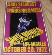 ZIGGY STARDUST/DAVID BOWIE 1972 LOS ANGELES CIVIC AUDITORIUM REPLICA POSTER