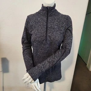 Lululemon Women's 1/4 Zip Mock Neck Pullover Sweater Gray Size 8 Long Black - Picture 1 of 6