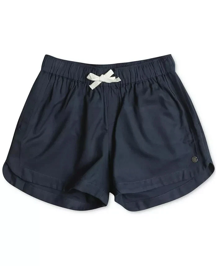 Roxy Una Mattina 斜纹短裤 Big Girls S (8) 海军蓝口袋 弹性腰围拉裤 — 第 1/4 张图片