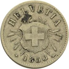Schweiz Helvetia 5 Rappen 1850 Kupfer-Nickel 1,7 g Original  #VEZ300