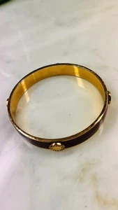 Victoria's Secret Deep Red Wine Enamel Gold Tone Bangle Bracelet - Picture 1 of 6