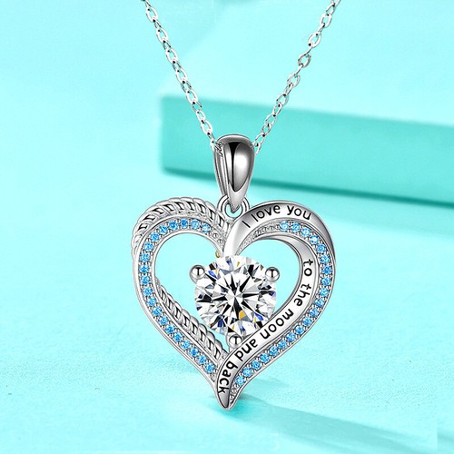 VETEMENTS Ciondolo con zirconi cuore in argento sterling 925 1 ct senza catena