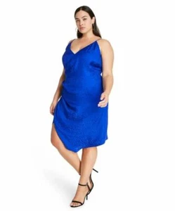 Women's Leopard Print Wrap Slip Dress - CUSHNIE - Royal Blue - 18W - B490 - Picture 1 of 4