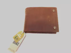 Fat Face 'Foldover Nubuck Wallet' Washed Tan Leather Bi Fold Coin Purse, 9 Cards - Bild 1 von 9