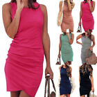 Womens Tulip Dress Office Sleeveless Lady Party Club Solid Ruched Mini Sundress