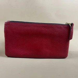 Fossil Clutch Purse Zipped Coin Pouch Red Leather Wallet Cards Notes ID - Picture 1 of 10