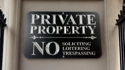 DIAMOND ETCHED PRODUCTS Engraved Private Property No Soliciting Trespassing Metal 11.5x7.5 Plaque Sign