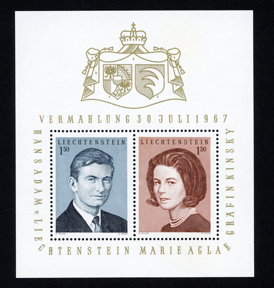 Folha de lembrança de selos Liechtenstein, Scott # 424 em perfeito estado NH - Imagem 1 de 1