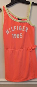 Tommy Hilfiger Girl's Size L 14/16 Faux Wrap Romper Spaghetti Straps Neon - Picture 1 of 5