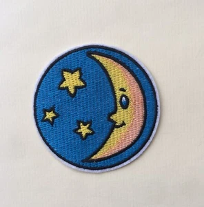 Moon And Stars Iron / Sew On Full Embroidered Patch Appliqués Badge - Picture 1 of 1