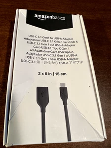 Amazon Basics USB-C3.1 Gen1 to USB-A Adapter 2 6 inch cord - Picture 1 of 1