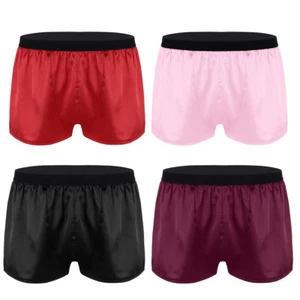 Men Satin Boxer Briefs Underwear Shorts Household Swim Trunks Panties Nightwear - Picture 1 of 41