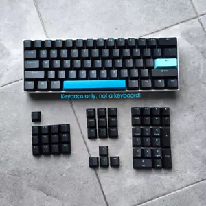 Black with Blue Doubleshot 108 Keycaps Set PBT for MX Mechanical Gaming Keyboard - Picture 1 of 6