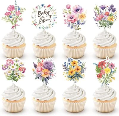 Paquete de 40 Toppers para Cupcakes Baby in Bloom, Toppers para Cupcakes de Flores Baby in Bloom Baby Foto 1 de 4