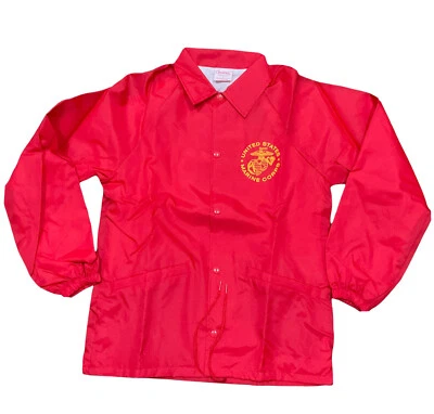 United States Marine Corps Jacket Cardinal Windbreaker Red Nylon Vintage USMC - Image 1 of 4