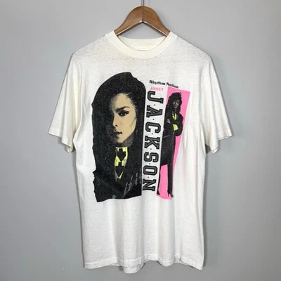 Camiseta De Colección Janet Jackson Rhythm Nation 1990 Gira Grande Concierto Puntada Única Foto 1 de 4