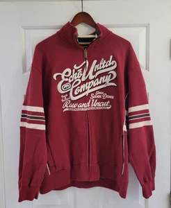 Ecko Unltd Mens Jacke Full Zip  Logo Sweatshirt Oblique Logos Rare Size XL Heavy - Picture 1 of 8