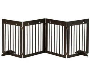 PawHut Pet Gate 4 Panel Wooden Dog Barrier Folding Fence w/ Support Feet - Picture 1 of 5