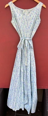 Vestido Laura Ashley SIN TALLA NOS QUEDA 4 Vintage Azul Verde Floral Maxi Foto 1 de 4