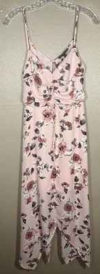 Three Pink Hearts Maxi Dress Adjustable Spaghetti Strap Sz M Lined Floral Pink 7 - Imagem 1 de 4