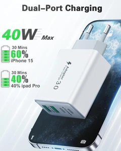 40W USB C Ladegerät 4 Ports Schnellladegerät Mehrfach Stecker Mit Power Adapter - Bild 1 von 7
