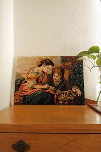 Vintage 1972 "Little Fruit Sellers" Nadelspitze Made in France 20" x 14" unrahmen - Bild 1 von 8
