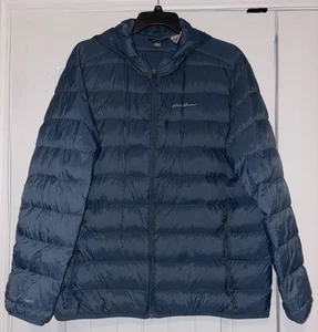 Eddie Bauer Coat Hooded Puffer Packable Down Microlight Jacket XXL Teal - Picture 1 of 5