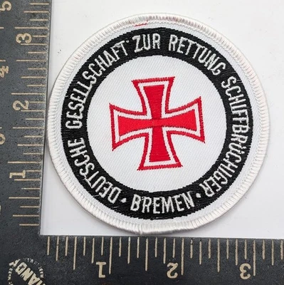 German DGzRS Bremen Lifeboat Rescue Service Patch - Red Cross Emblem Sew On - Image 1 of 2