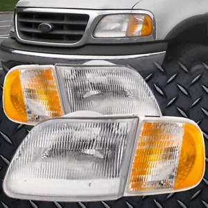 Headlights Chrome 4Pc Set Fits Ford F150 97-03 After 7/96 // Expedition 98-02 - Bild 1 von 9