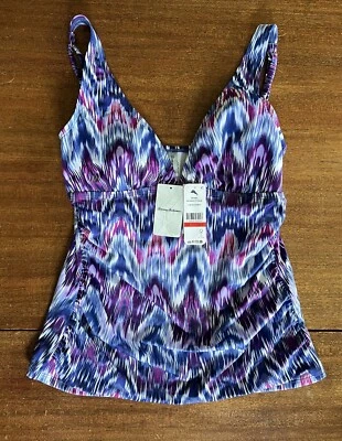 Tommy Bahama Mujer’s XS Tankini Traje de Baño Top Azul y Púrpura NUEVO Foto 1 de 4