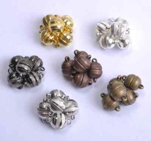 20 Sets Silber/Vergoldet Streifen Schmuck Leistungsstarke Magnetverschlüsse - Bild 1 von 7