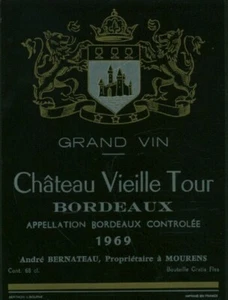 Etiquette de vin château Vieille Tour 1969 - Picture 1 of 2