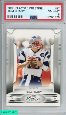 2009 PLAYOFF PRESTIGE TOM BRADY #57 NEW ENGLAND PATRIOTS PSA 8 NM-MT - Image 1 of 3
