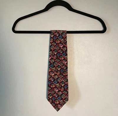 Vintage Oscar De La Renta Men's Neck Tie Abstract Pattern Polyester Made in USA - Image 1 of 4