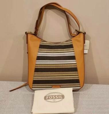 Nuevo con etiquetas Bolso Bandolera Grande Fossil Talia Hobo Rayas Marrones SHB2778558 $228 Foto 1 de 4
