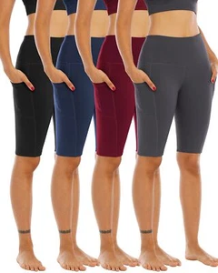 4 Pack Biker Yoga Shorts with Pockets for WomenHigh Waisted Athletic Running ... - Picture 1 of 6