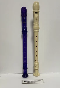 LOT OF 2 Soprano Recorders Yamaha YRS-24B Off White & Purple Kingsley Kolors - Picture 1 of 6