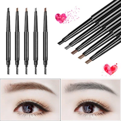 1 Pack Eyebrow Pencil Retractable Slant Tip with Brush Double-end Waterproof/ @ - Image 1 of 4