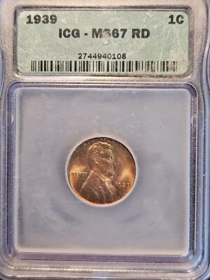1939 Lincoln Cent Elusive Grade ICG MS-67 RD - Image 1 of 4