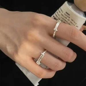 Anillo Midi de plata esterlina 925 maciza de apilamiento simple banda clásica - Imagen 1 de 10