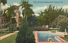 Postcard FL Sarasota John Ringling Estate Unposted Linen Vintage PC G8061