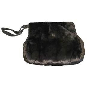Vintage Genuine Black Fur Muff Hand Warmer With Pocket Soft Large 16” By 12” - Picture 1 of 4