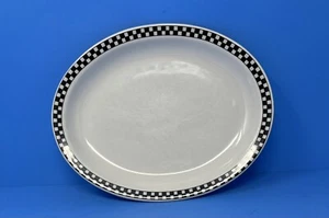 "Plato ovalado Homer Laughlin negro blanco a cuadros artículos de restaurante 11,5""x9""" - Imagen 1 de 6