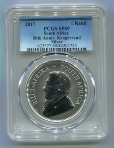 South Africa 2017 First Ever 50th Anniversary Silver Krugerrand PCGS Graded SP69 - Picture 1 of 8
