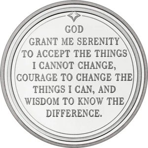 God Grant Me Serenity AA preghiera 1 oz 999 medaglia medaglione tondo argento fine - Foto 1 di 2