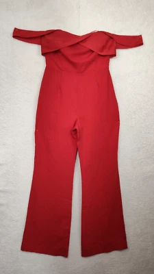 Adelyn Rae Women Jumpsuit 8 Red Poly Blend Off Shoulder Wide Leg stretch Pants - Изображение 1 из 4